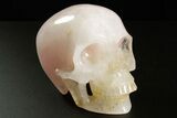 Realistic, Polished Brazilian Rose Quartz Crystal Skull #378692-1